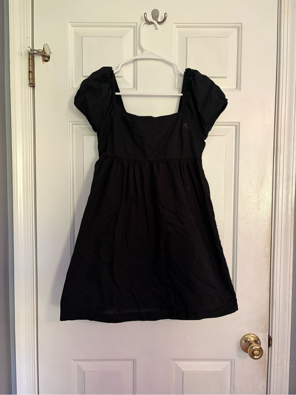 Abound Black Puff-Sleeve Square-Neck Mini Dress
